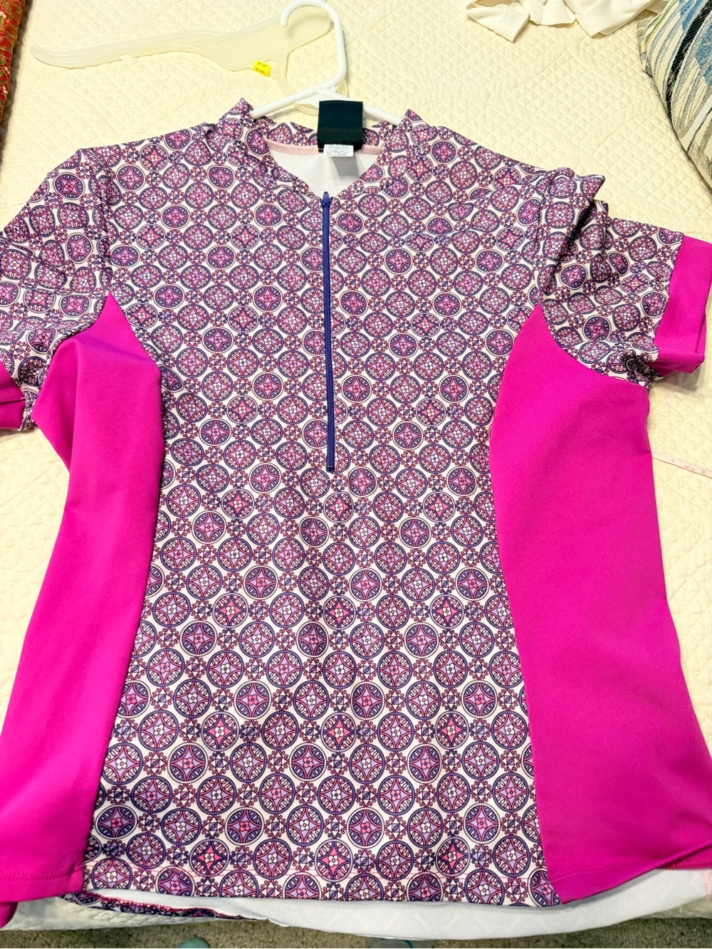 Sheila Moon San Francisco Women’s Quarter Zip Cycling Jersey Top Pink Purple